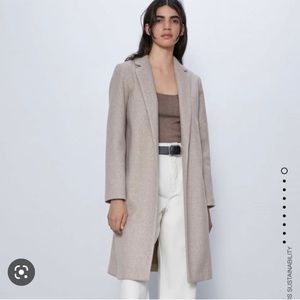NWT Zara Lapel Coat, Sand